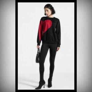 Heart Design Black and Red Women's Top